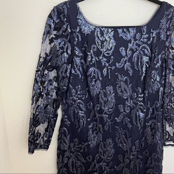 Adriana Papell Sequin Long Sleeve Mini Dress - Picture 2 of 8